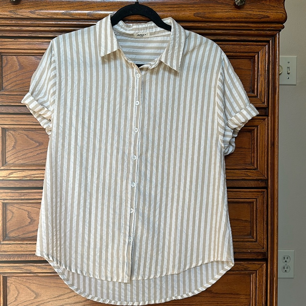 Dylan Striped Button Front Blouse - image 1